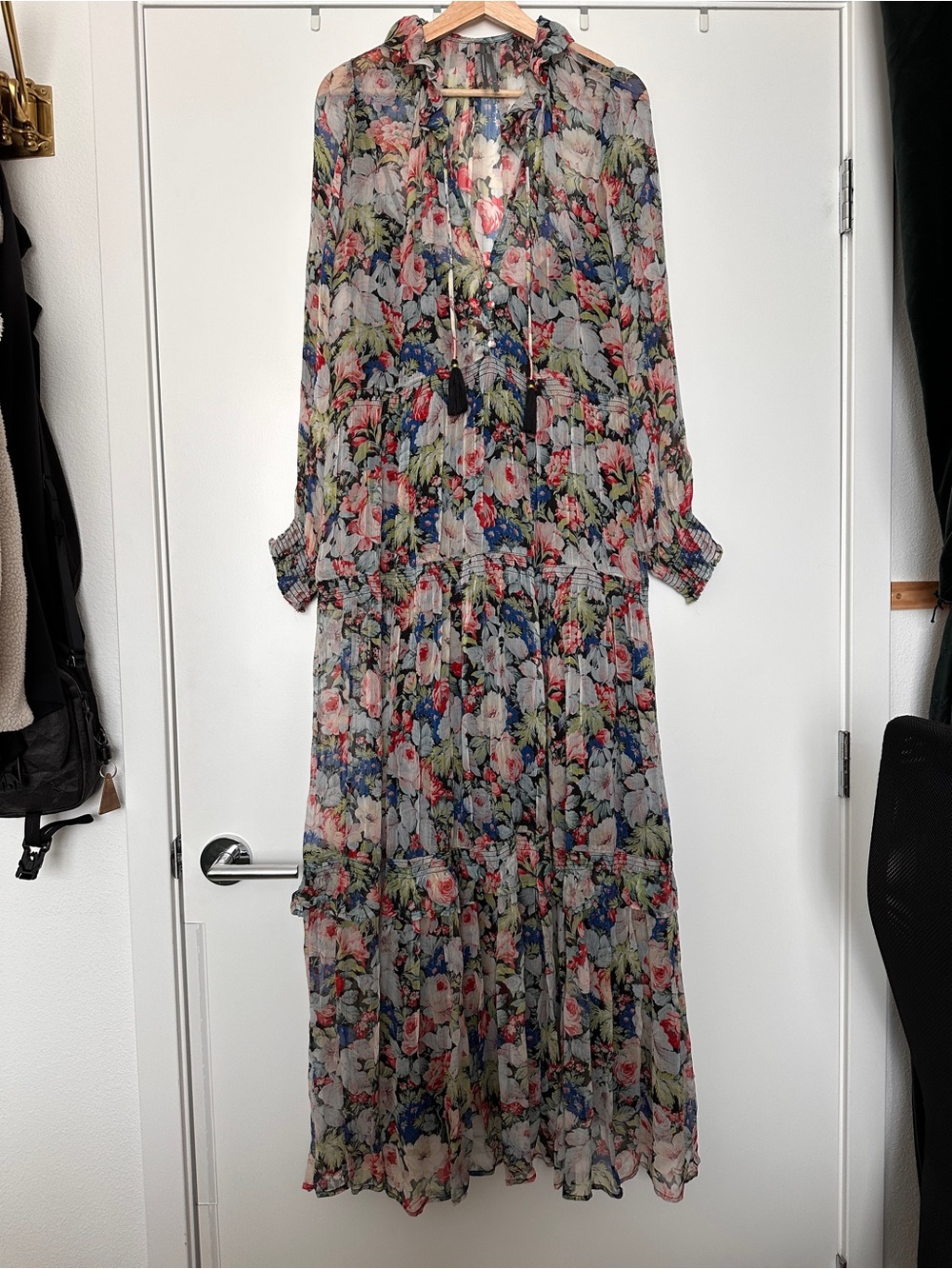 Anthropologie Sheer Floral Maxi Dress